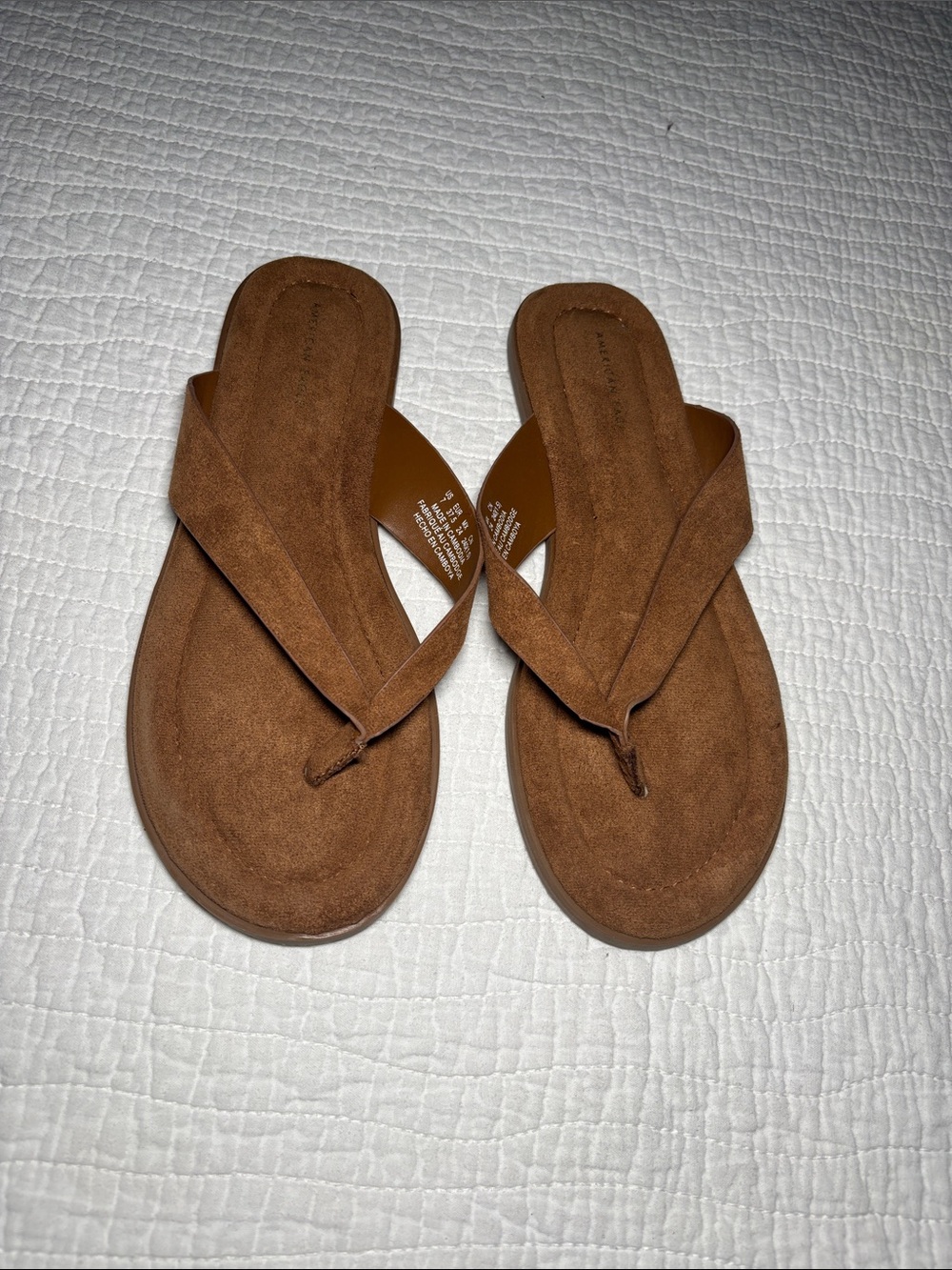 American Eagle Outfitters Brown Suede-Style Thong Sandals